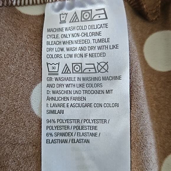 Attitudes by Renee Tall Flutter Maxi Dress Brown Polka Dot Size Medium Tall NWT - Picture 6 of 7